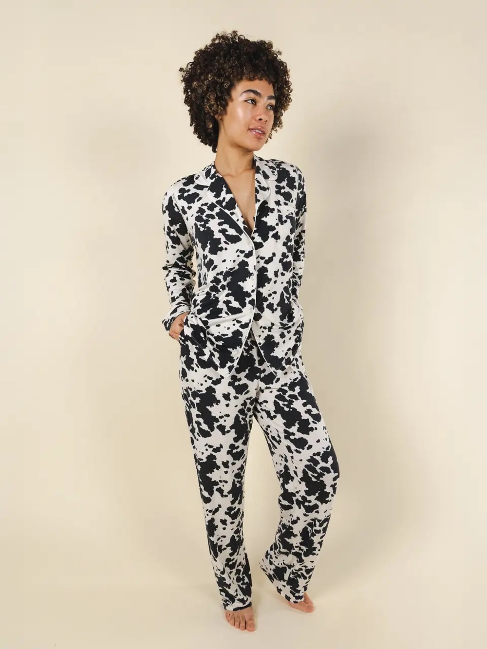 The Graze Escape - Cow Hide SleepDeep™ Women’s Long Sleeve Pajama Set